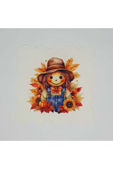 Sulu Boya Çiftçi Kız Desenli Dijital Baskılı Lazer Kesimli Kokteyl Peçetesi