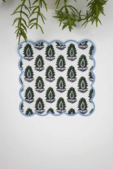 Decorative Leaf Motif Patterned Embroidered Edge Cocktail Napkin 1 Piece