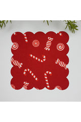 Yılbaşı Temalı Şeker Desenli Dijital Baskılı Kokteyl Peçetesi 1 Adet