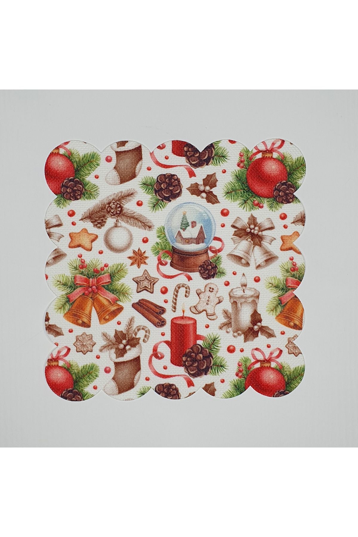 Sulu Boya Dekoratif Yılbaşı Obje Desenli Dijital Baskılı Lazer Kesim Kokteyl Peçetesi