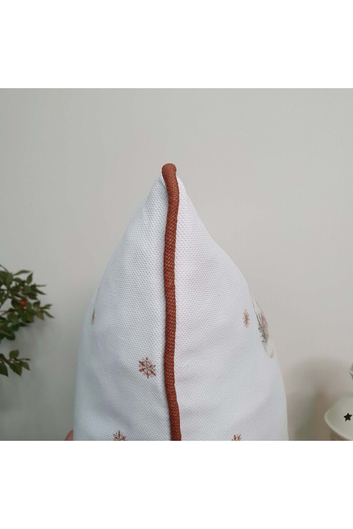 Kırlent Kılıfı Yılbaşı Ev Geyik Kar Temalı Desenli Dijital Baskılı