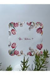 Lale Bi' Kahve Desenli Dijital Baskılı, Kenarı Lazer Kesim Dekoratif Kokteyl Peçeteleri