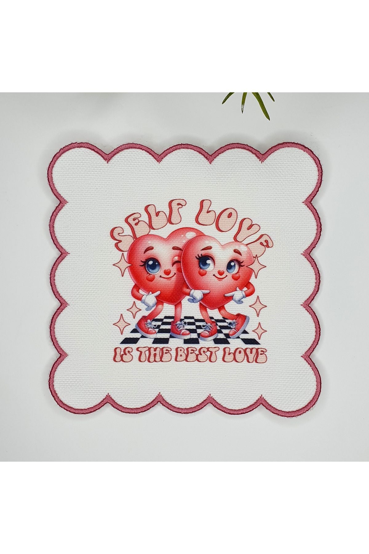Self Love Aşk Temalı Nakış Kenar Kumaş Kokteyl Peçetesi 1 Adet