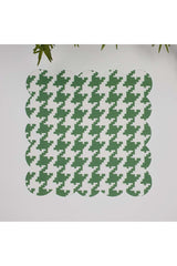 Yeşil Kazayağı Desenli Lazer Kesim Kumaş Kokteyl Peçetesi 1 Adet