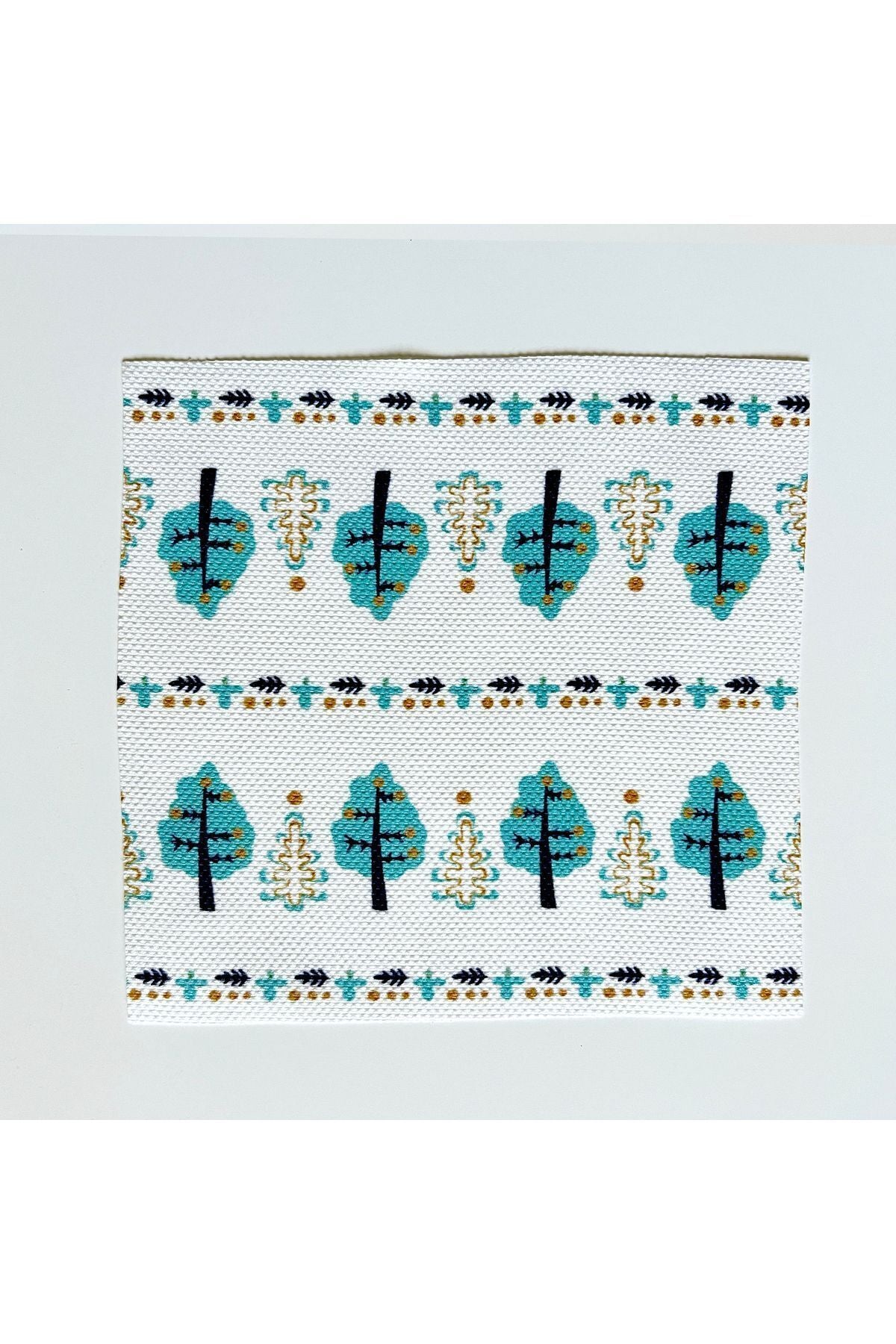 Yeşil Ağaç Desenli Fincan Uyumlu Kumaş Kokteyl Peçetesi Yıkanabilir Lazer Kesimli