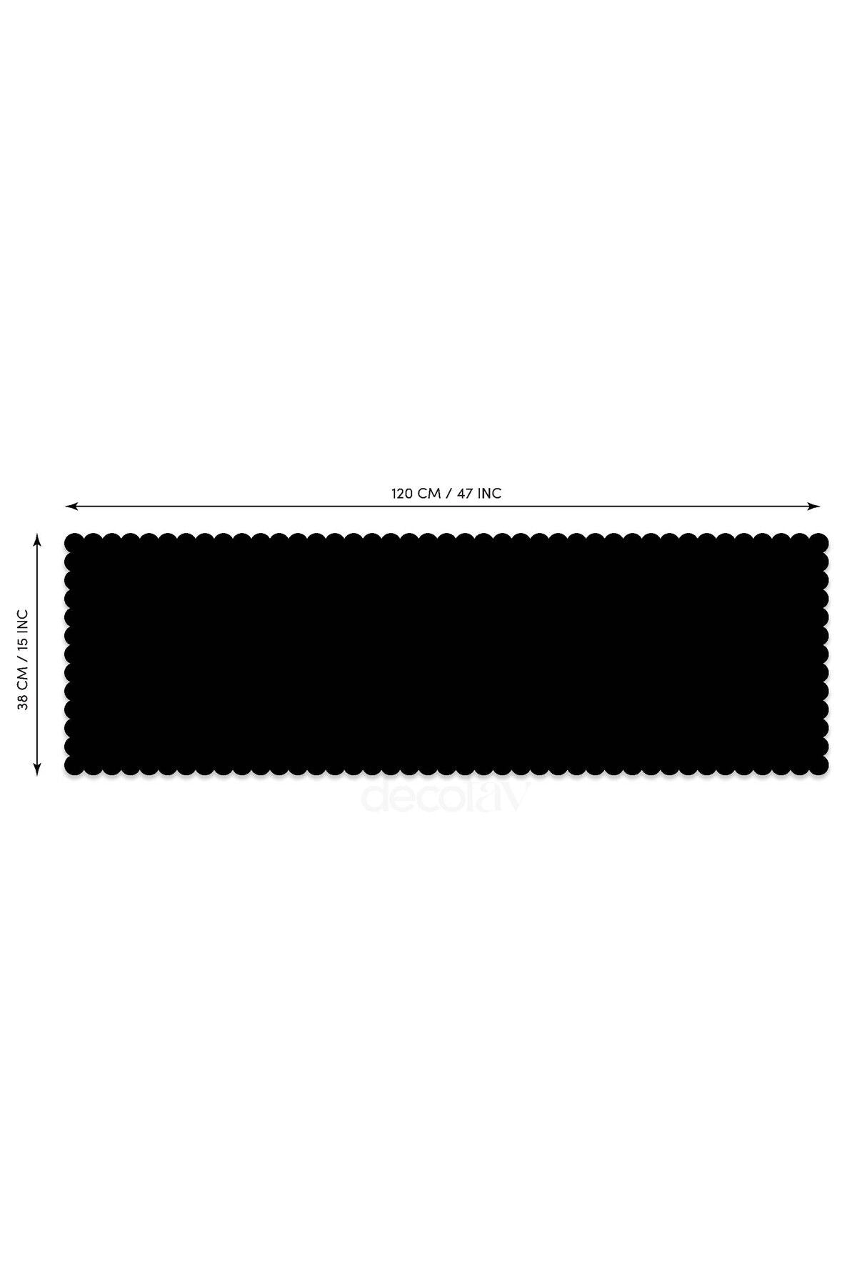 Lazer Kesim Siyah Dokuma Kumaş Runner - 120x38cm