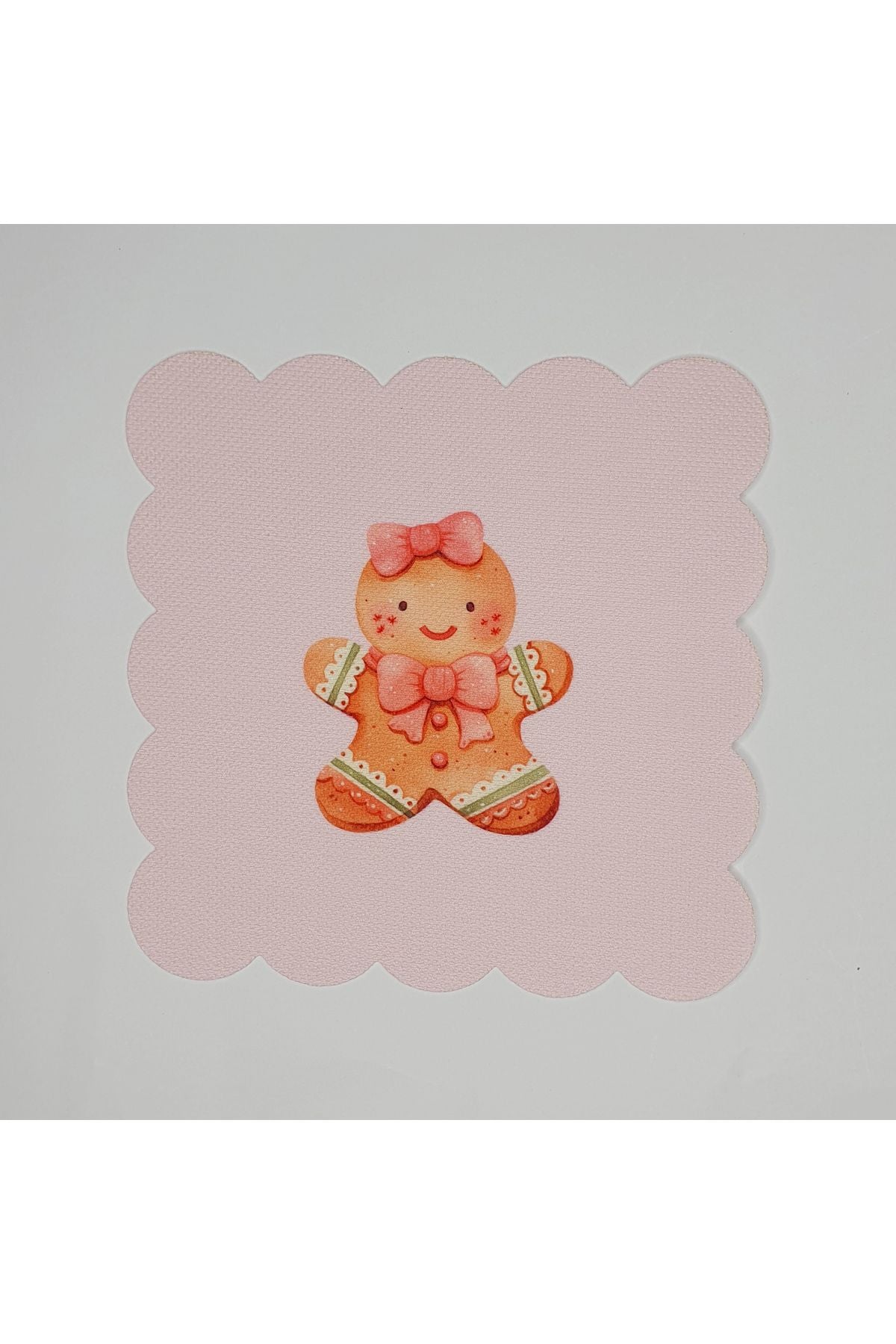 Pembe Zemin Kurabiye Kız Desenli Yılbaşı Lazer Kesim Kokteyl Peçetesi