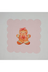 Pembe Zemin Kurabiye Kız Desenli Yılbaşı Lazer Kesim Kokteyl Peçetesi