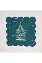 Yılbaşı Çam Ağacı Desenli Yeşil Dijital Baskılı Lazer Kesim Kokteyl Peçetesi