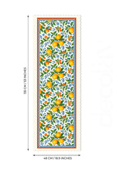 Limoncello Renkli Çerçeveli Dijital Baskılı Lazer Kesim Runner
