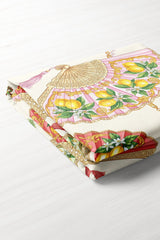 Orient Charm – Yelpaze ve İnci Tasarımlı Masa Örtüsü - 130x204cm
