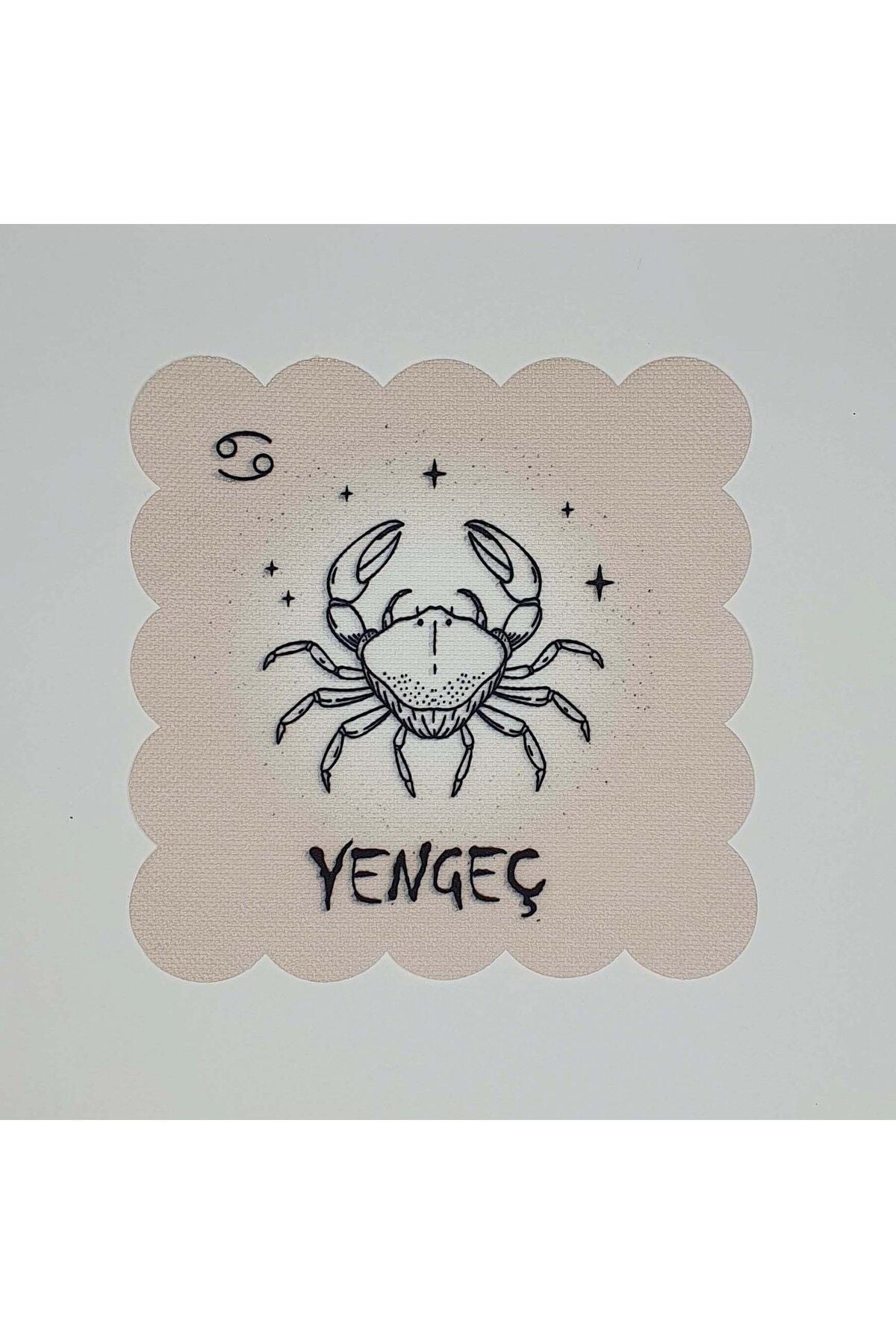 Yengeç Burcu Desenli Dijital Baskılı Lazer Kesimli Kokteyl Peçetesi