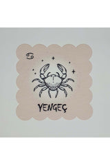 Yengeç Burcu Desenli Dijital Baskılı Lazer Kesimli Kokteyl Peçetesi