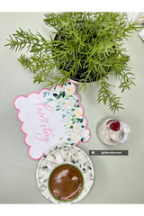 Love Story Sloganlı Beyaz Gül Desenli Nakış Kenar Kokteyl Peçetesi 1 Adet