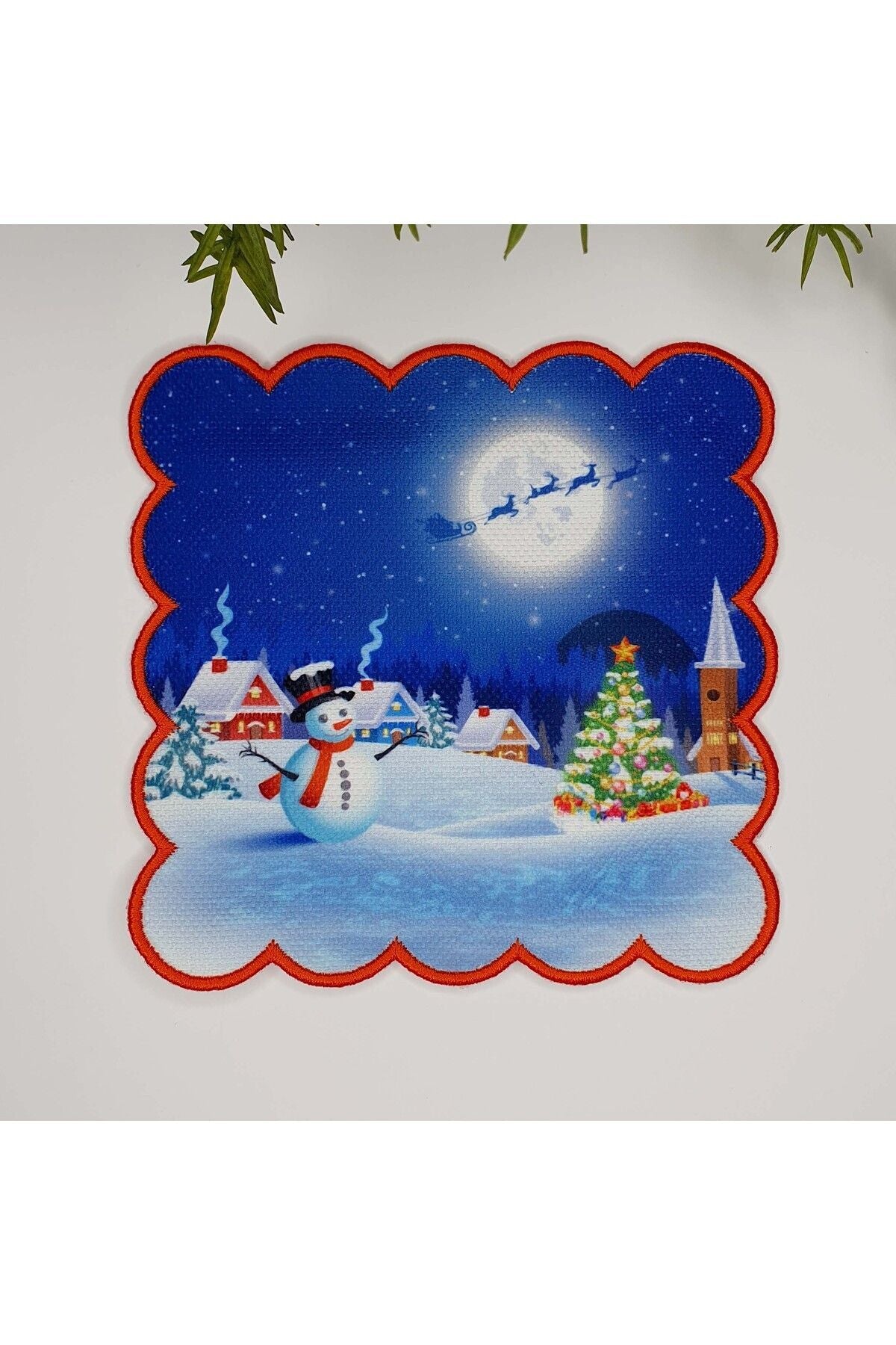 Kardan Adamın Rüyası Tasarım Turuncu Kenar Nakışlı Kumaş Kokteyl Peçetesi 1 Adet