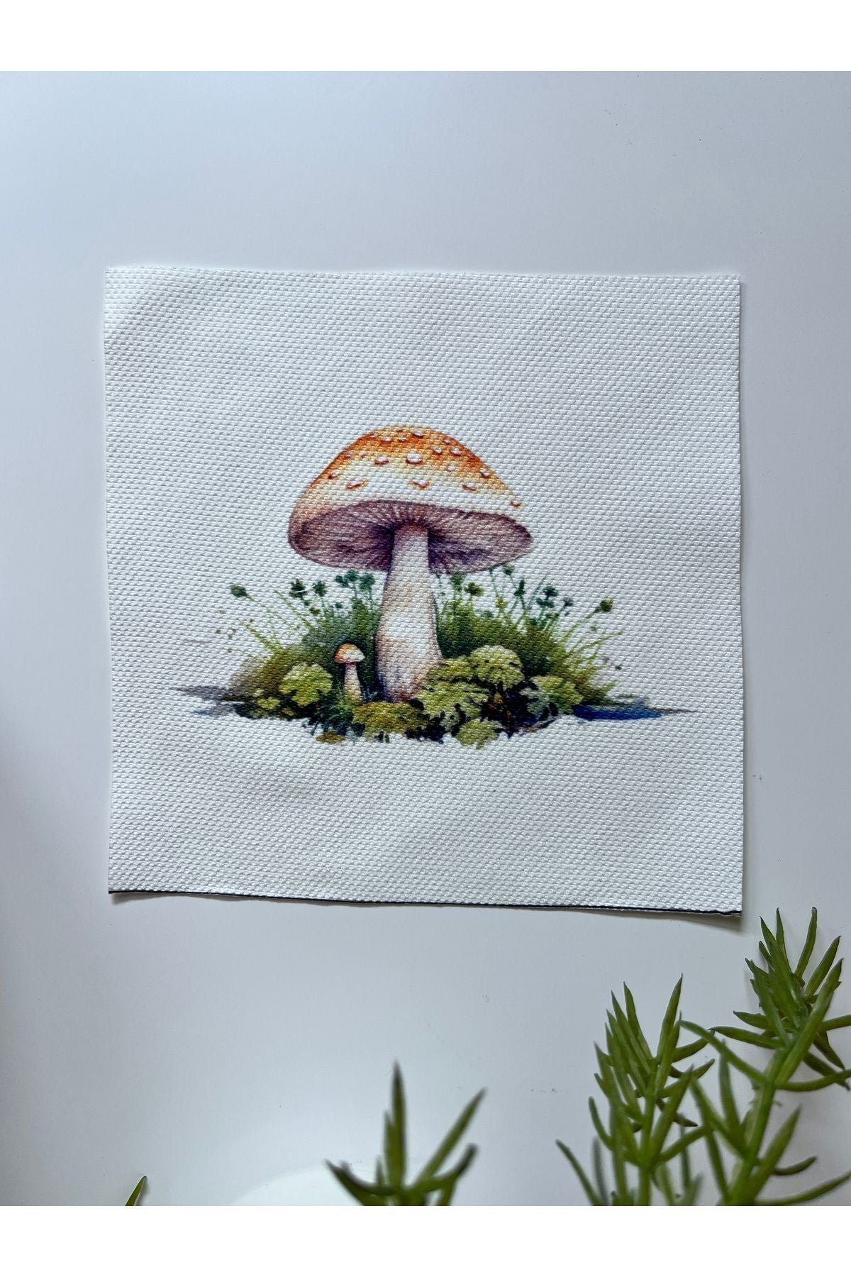 Mantar Desenli Dijital Baskılı, Kenarı Lazer Kesim Dekoratif Kokteyl Peçeteleri