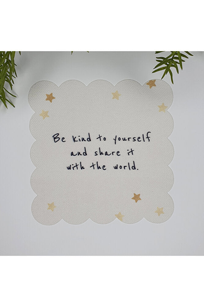 El Yazısı Slogan ve Yıldız Desenli Dijital Baskılı Kumaş Kokteyl Peçetesi 1 Adet