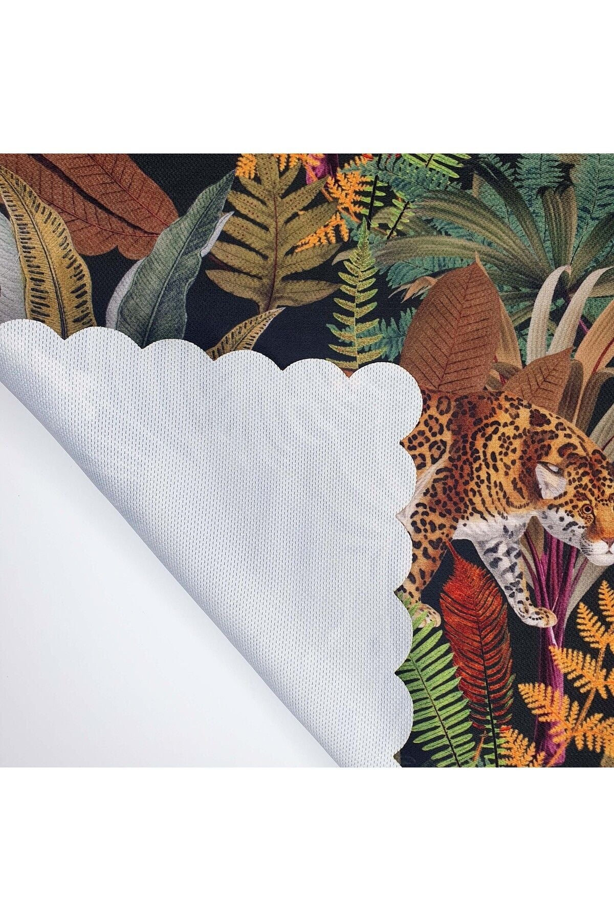 Egzotik Leopar ve Tropikal Yaprak Tasarımlı Lazer Kesim Fırın Örtüsü 40x53cm