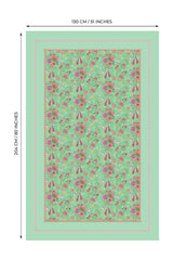Love Bloom Kalpli Yeşil Çiçekler Tasarımlı Masa Örtüsü - 130x204cm