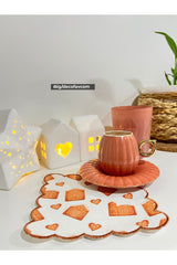 Yılbaşı Kurabiye Ev Desenli Nakış Kenar Kumaş Kokteyl Peçetesi 1 Adet