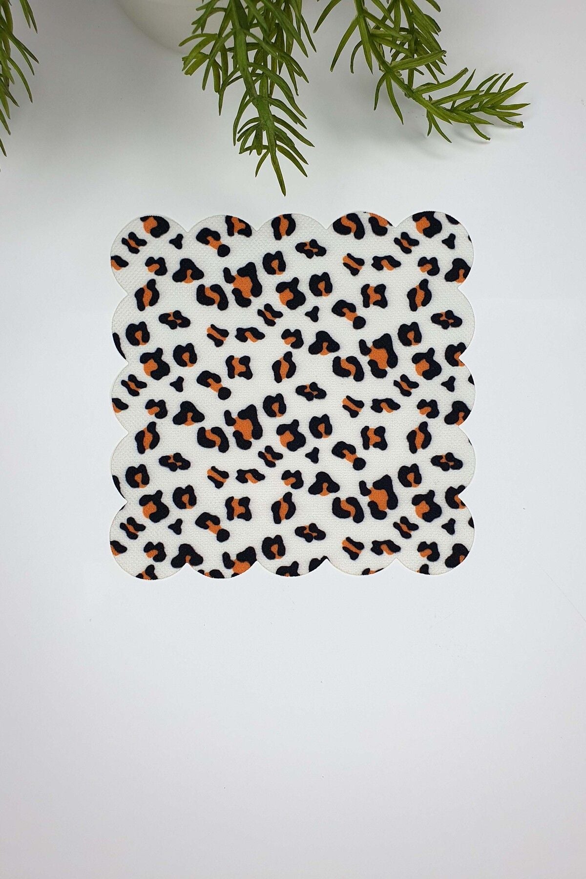 Orange Black Leopard Pattern Laser Cut Fabric Cocktail Napkin 1 Piece