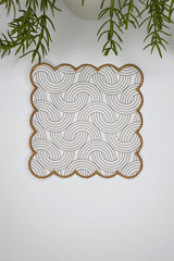 Geometrik Zincir Desenli Nakış Kenar Kumaş Kokteyl Peçetesi 1 Adet