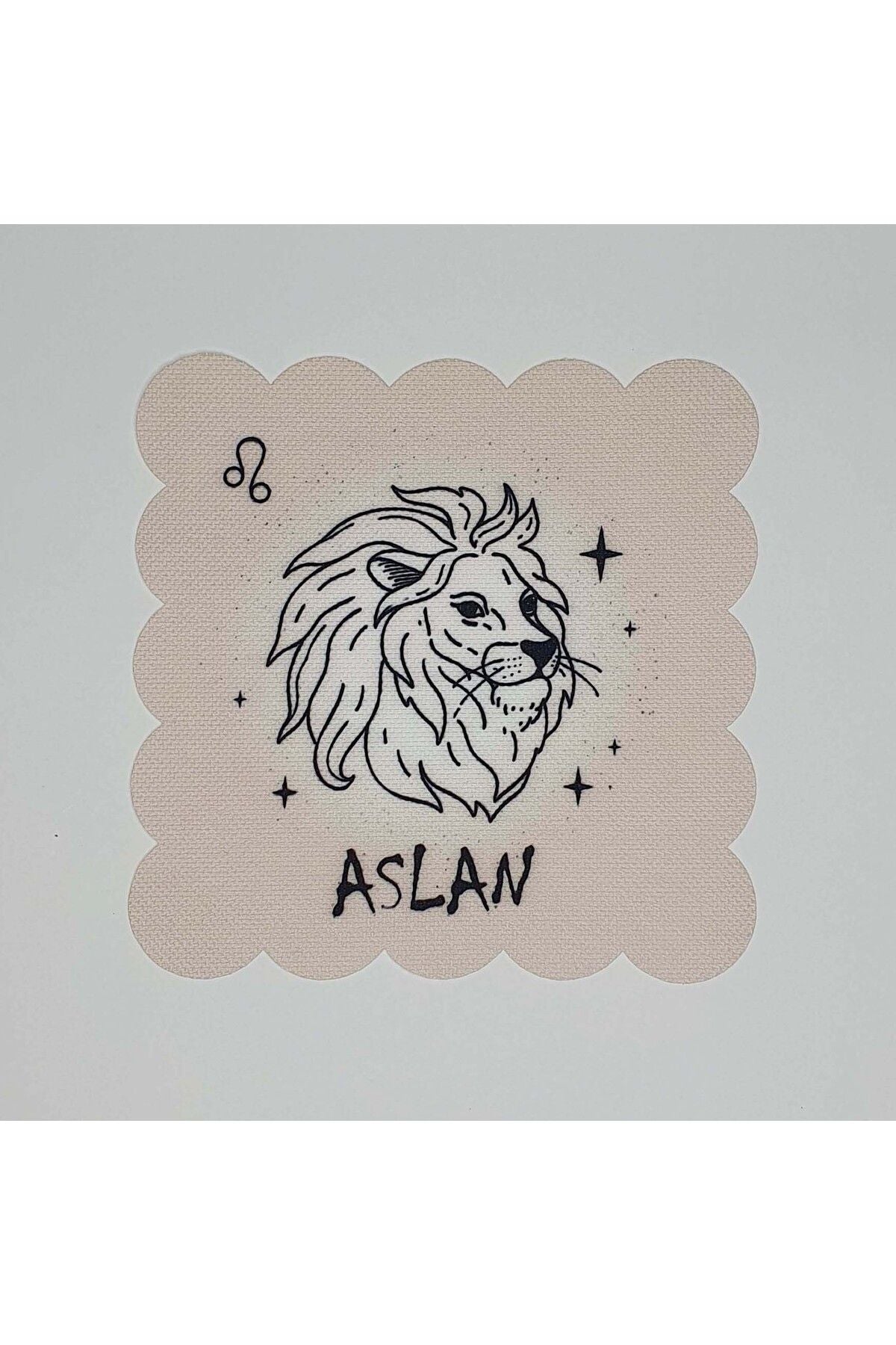 Aslan Burcu Desenli Dijital Baskılı Lazer Kesimli Kokteyl Peçetesi