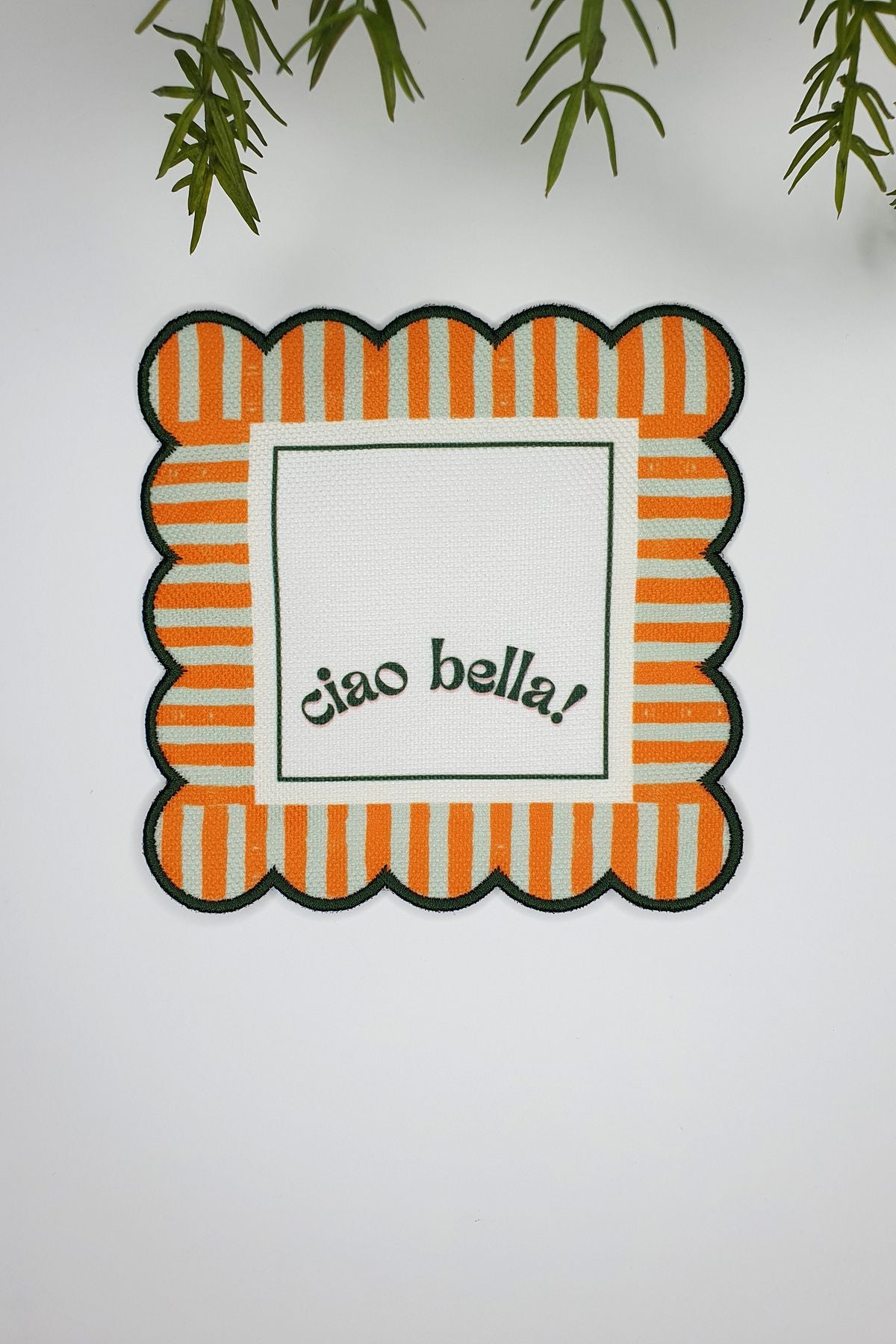Ciao Bella Line Tasarım Hardal Yeşil Nakış Kenar Kokteyl Peçetesi 2 Adet