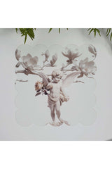 Melek Heykel ve Gül Tasarım Lazer Kesim Kumaş Kokteyl Peçetesi 1 Adet