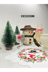 Sulu Boya Kardan Adam Kokina Dekorasyonlu Dijital Baskılı Lazer Kesim Kokteyl Peçetesi