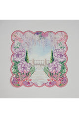 Wedding Themed Cocktail Napkin with Embroidered Border and Road to Palace Design