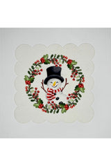 Sulu Boya Mutlu Kardan Adam Desenli Dijital Baskılı Lazer Kesim Kokteyl Peçetesi