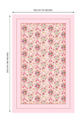 Love Bloom Kalpli Pembe Çiçekler Tasarımlı Masa Örtüsü - 130x204cm