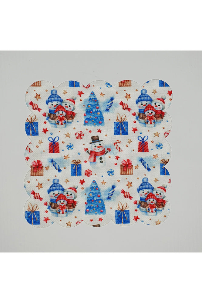 Sulu Boya Şirin Yılbaşı Konsept Desenli Dijital Baskılı Lazer Kesim Kokteyl Peçetesi