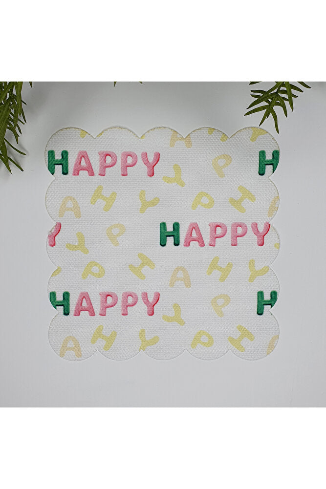 Happy Yazı Desenli Dijital Baskılı Kumaş Kokteyl Peçetesi 1 Adet