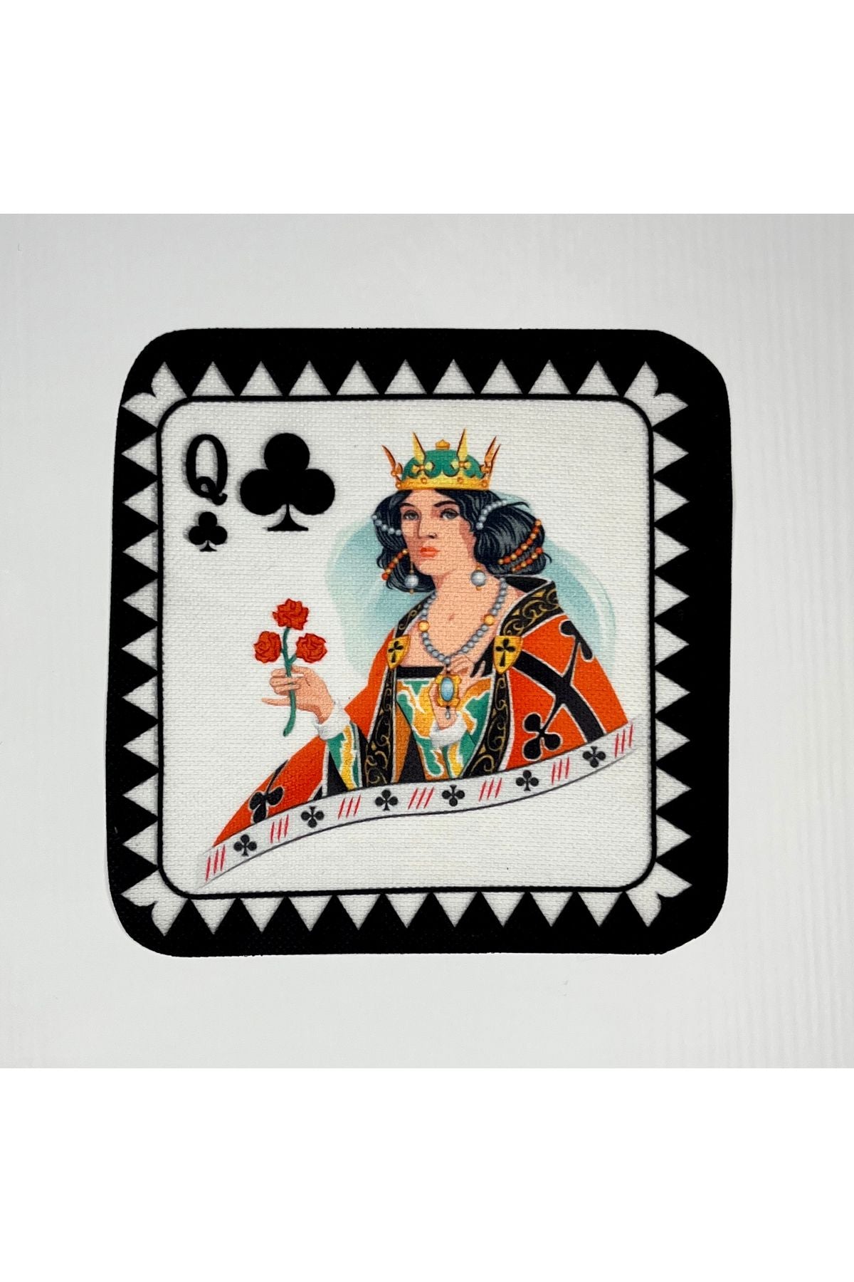 Sinek Kızı İskambil Desenli Dijital Baskılı Kokteyl Peçetesi Yıkanabilir Lazer Kesimli