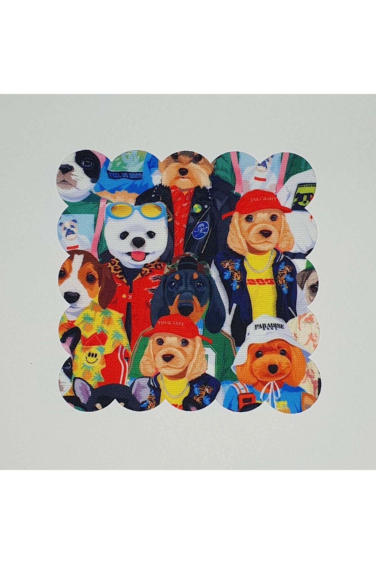 Havalı Köpek Desenli Dijital Baskılı Lazer Kesimli Kokteyl Peçetesi