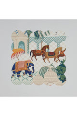 Kraliyet Hayvanları Manzaralı Dijital Baskılı Kumaş Kokteyl Peçetesi Lazer Kesimli