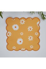 Sarı Zemin Papatya Desenli Etrafı Nakışlı Kokteyl Peçetesi 1 Adet