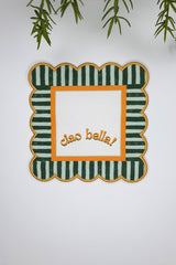 Ciao Bella Line Tasarım Hardal Yeşil Nakış Kenar Kokteyl Peçetesi 2 Adet