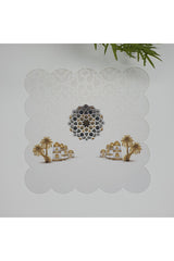 Palmiye Ağaçları ve İslami Motif Desenli Kumaş Kokteyl Peçetesi 1 Adet