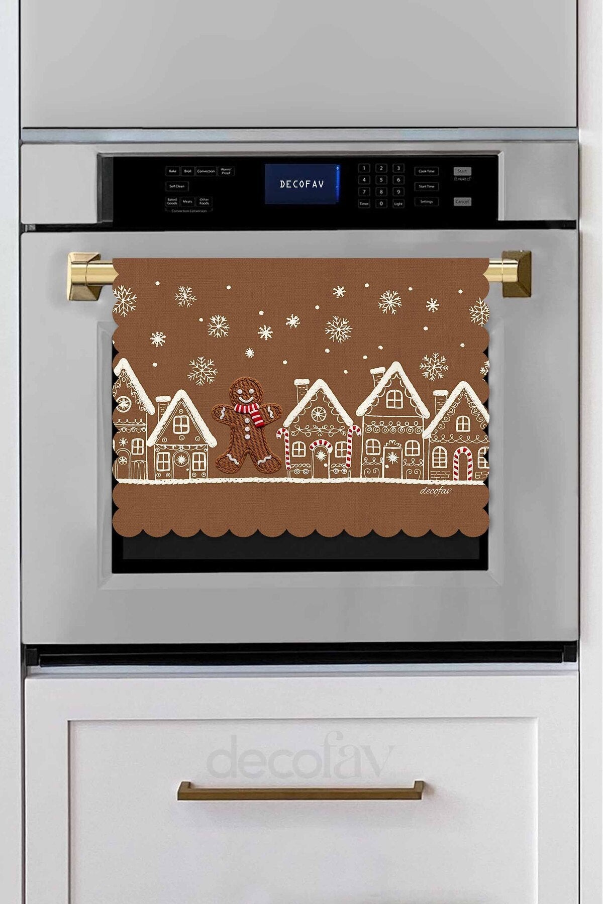 Şeker Kasabası Zencefilli Gingerbread Lazer Kesim Fırın Örtüsü - 43x55cm