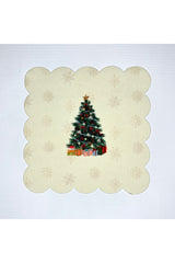 Yılbaşı Çam Ağacı Desenli Dijital Baskılı Kokteyl Peçetesi Yıkanabilir Lazer Kesimli