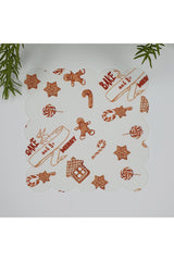 Yılbaşı Kurabiye Obje Desenli Dijital Baskılı Kumaş Kokteyl Peçetesi 1 Adet