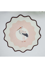 Decorative Edge Stork Design Embroidered Edge Fabric Cocktail Napkin 1 Piece