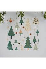 Şirin Çam Ağaçları Desenli Yıkanabilir Kumaş  Kokteyl Peçetesi 1 Adet