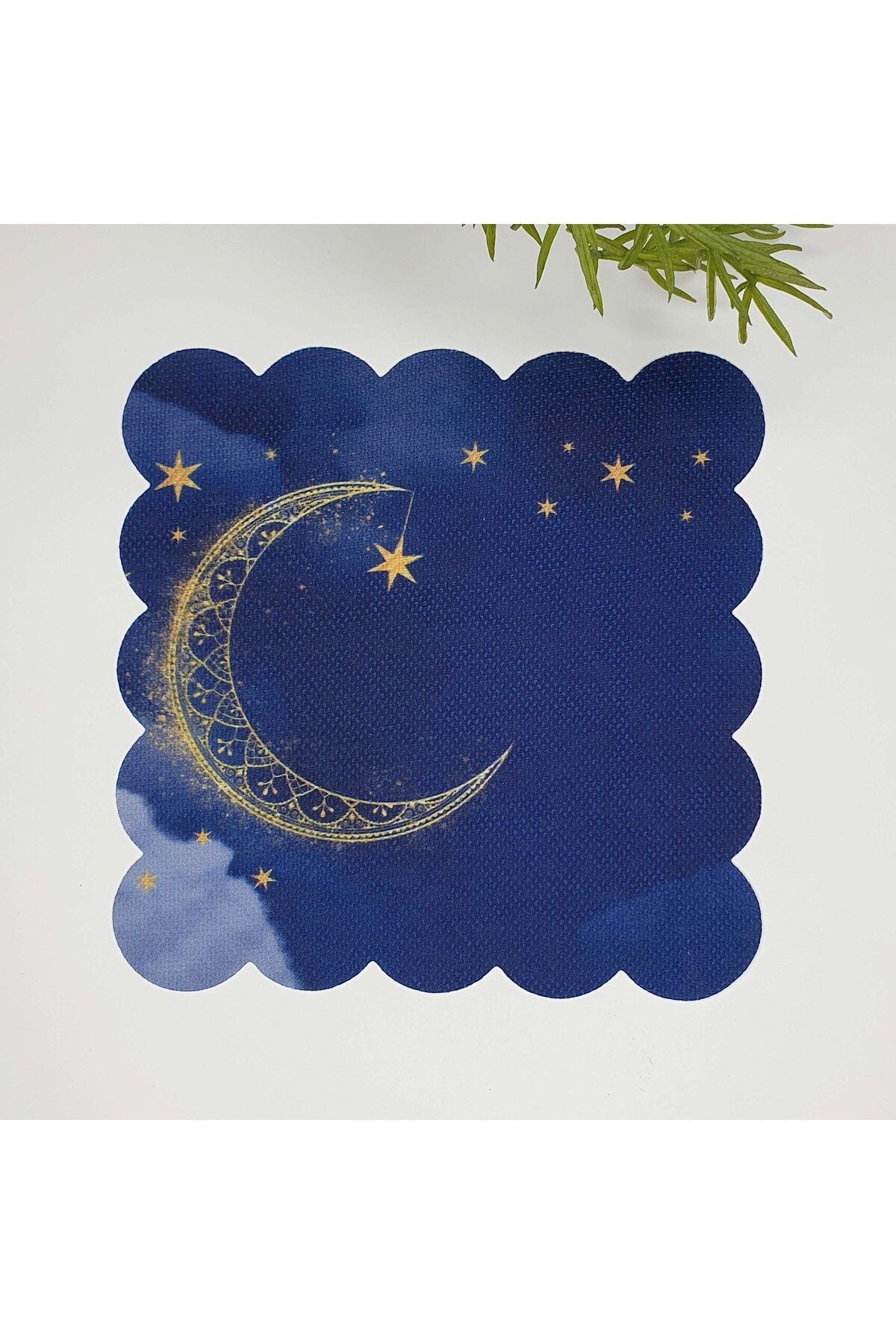 İslami Motif Hilal ve Yıldızlar Ramazan Temalı Kumaş Kokteyl Peçetesi 1 Adet