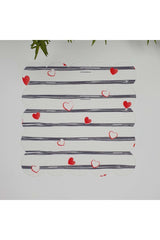 Kalp ve Çizgi Tasarımlı Lazer Kesim Kumaş Kokteyl Peçetesi 1 Adet