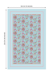 Love Bloom Kalpli Mavi Çiçekler Tasarımlı Masa Örtüsü - 130x204cm
