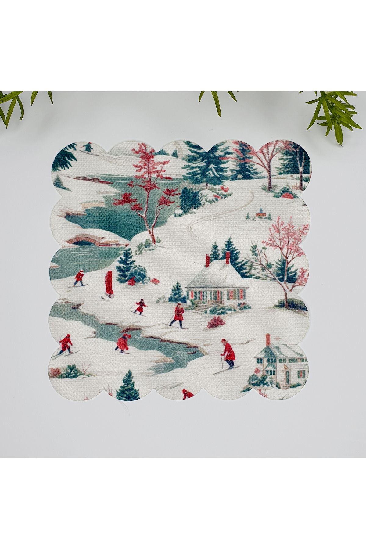 Elegant Yılbaşı Kar Manzara Desenli Kokteyl Peçetesi 1 Adet